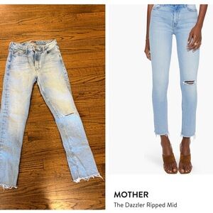MOTHER Dazzler Ripped Mid Rise Ankle Jean